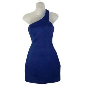 Lumier by Bariano Cobalt Blue Textured One Shoulder Mini Dress XS